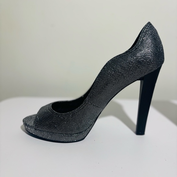Rebecca Minkoff Shoes - Rebecca Minkoff Ben Peep Toe Platform Pump Heels Silver Sparkle Size 10M